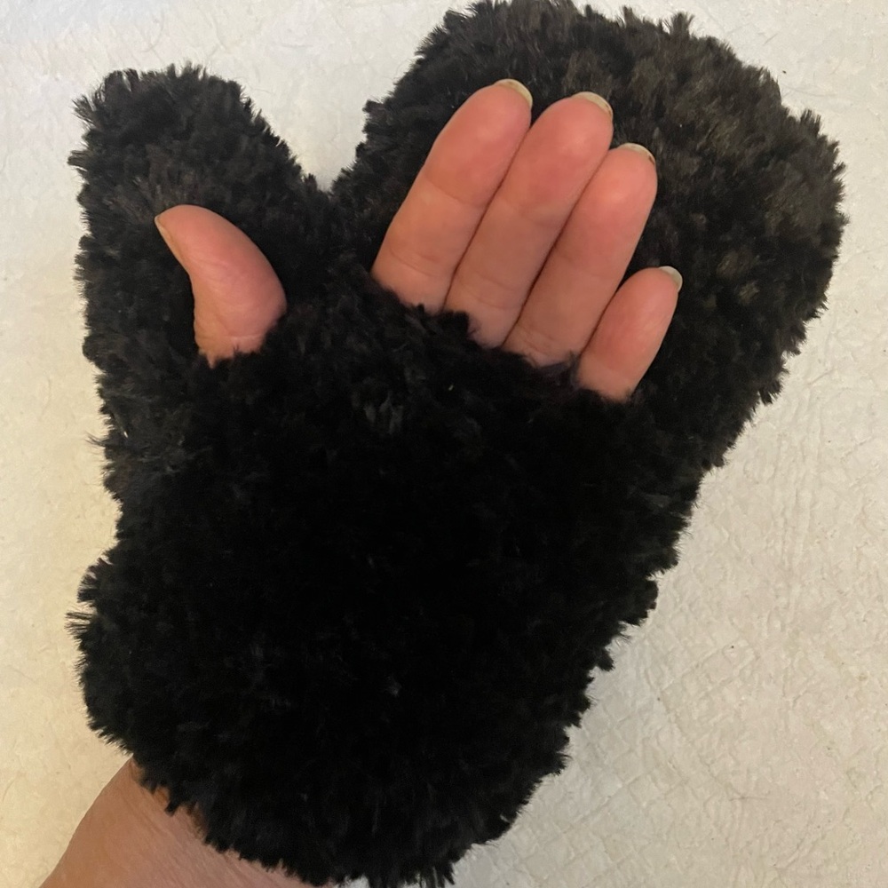 Cozy Black Faux Fur Mittens